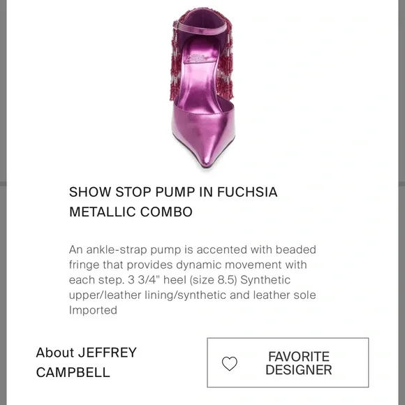 Fuschia Jeffrey Campbell show stop pump. Size 6. NWOT. Smoke and pet free home. - Picture 2 of 6